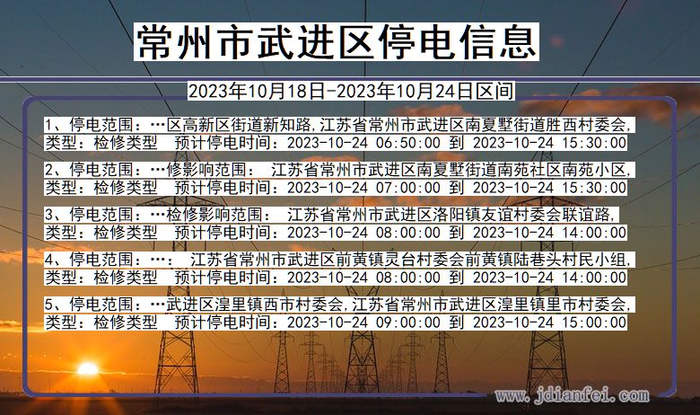 江苏省常州武进停电通知