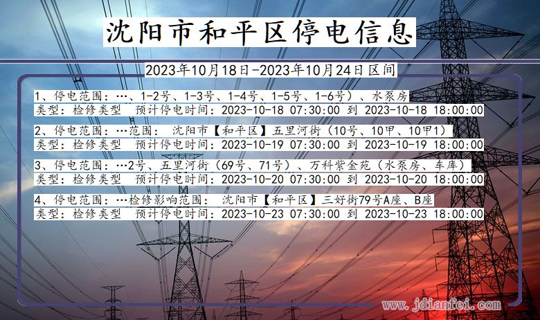 辽宁省沈阳和平停电通知