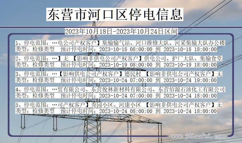 山东省东营河口停电通知