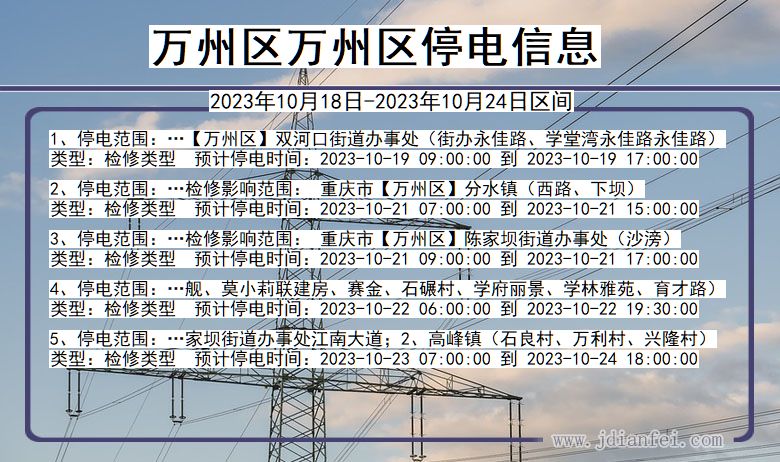 重庆市万州区万州停电通知