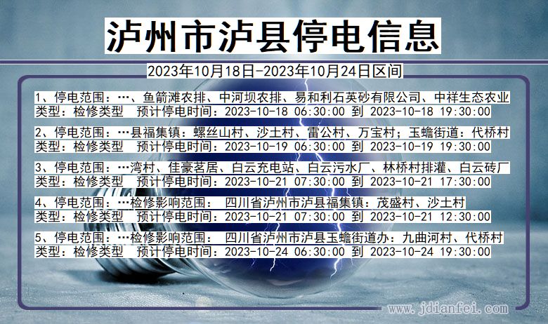 四川省泸州泸县停电通知