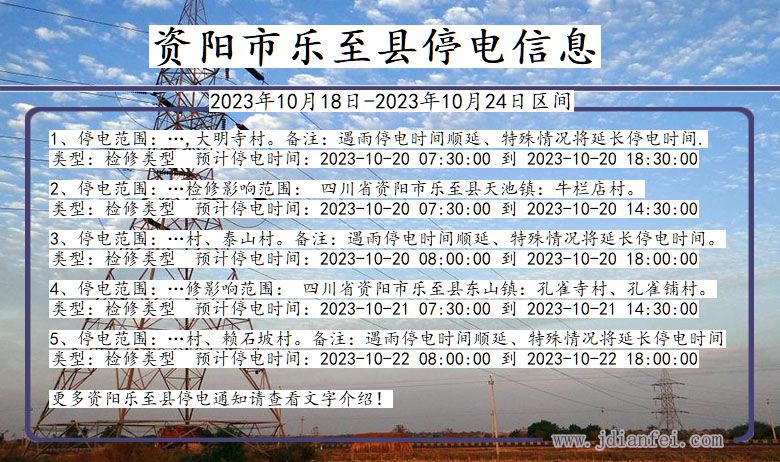 四川省资阳乐至停电通知