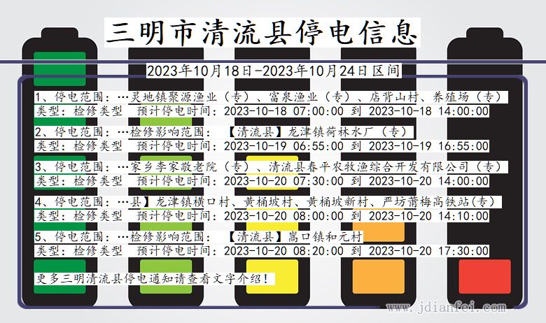 福建省三明清流停电通知