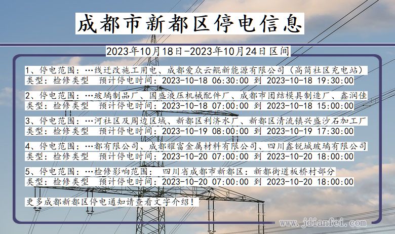 四川省成都新都停电通知