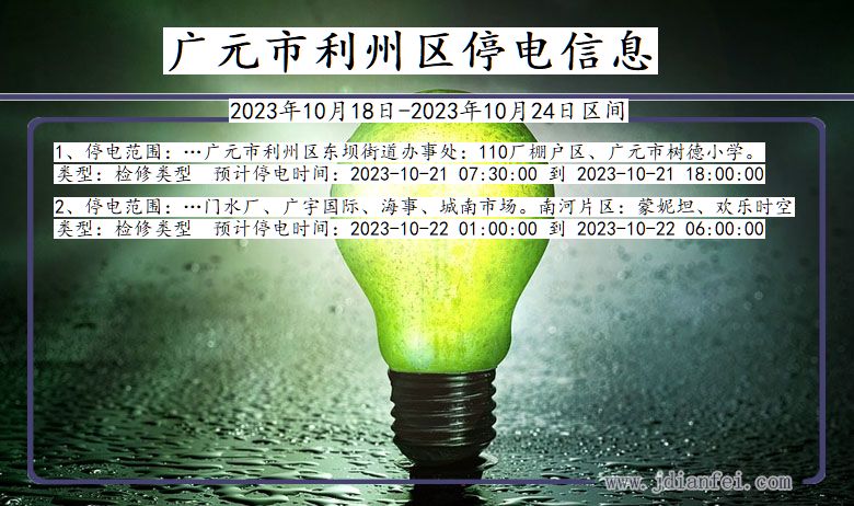 四川省广元利州停电通知