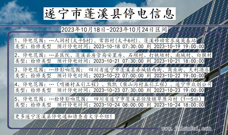 四川省遂宁蓬溪停电通知