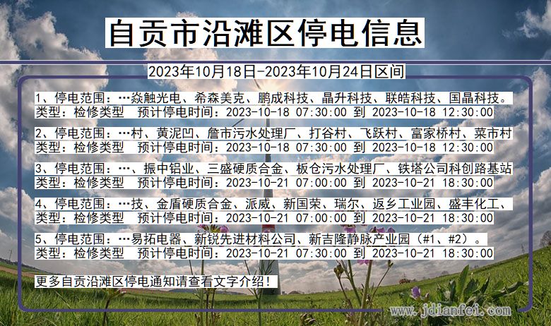 四川省自贡沿滩停电通知