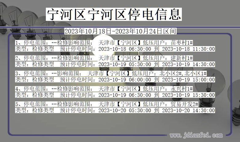 天津市宁河区宁河停电通知