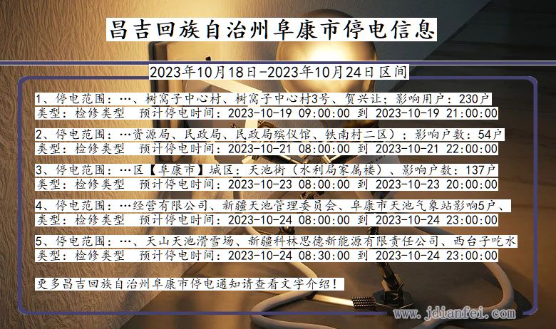 昌吉回族自治州阜康停电通知 新疆维吾尔自治区昌吉回族自治州阜康停电通知