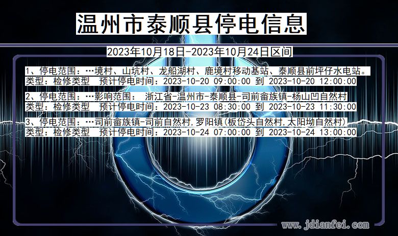 浙江省温州泰顺停电通知