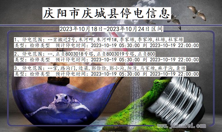 甘肃省庆阳庆城停电通知