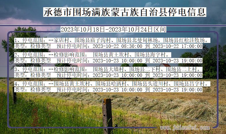 河北省承德围场满族蒙古族自治停电通知