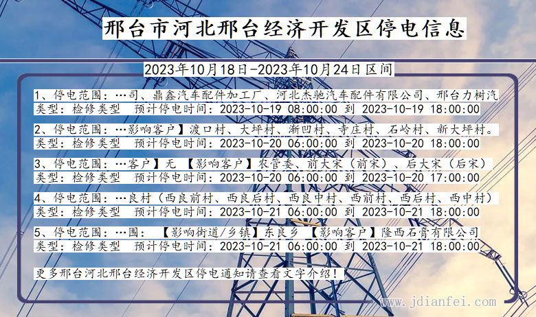 邢台河北邢台经济开发停电通知 河北省邢台河北邢台经济开发停电通知