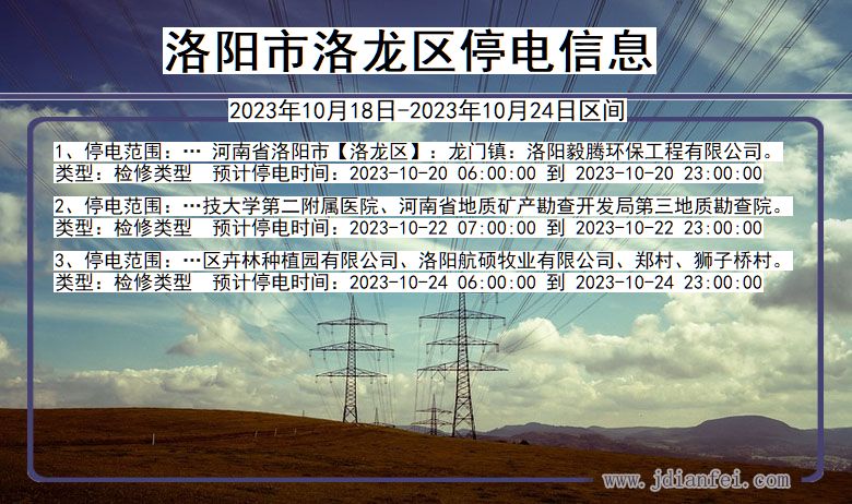 河南省洛阳洛龙停电通知