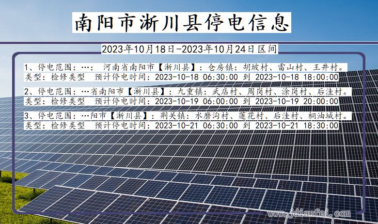 河南省南阳淅川停电通知