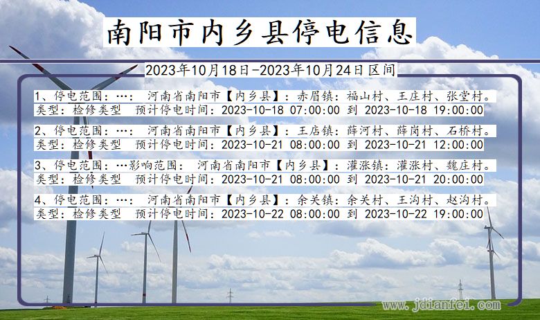 河南省南阳内乡停电通知