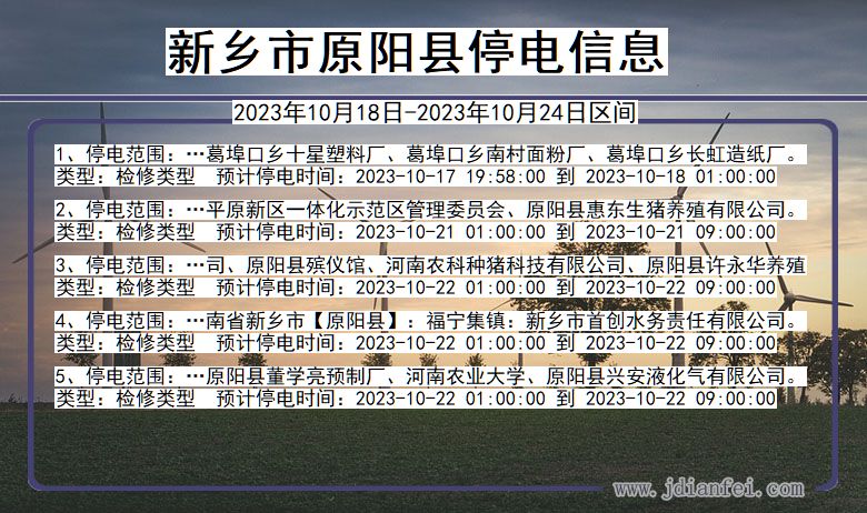 河南省新乡原阳停电通知