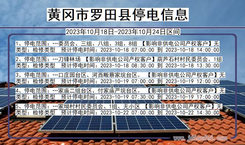 湖北省黄冈罗田停电通知