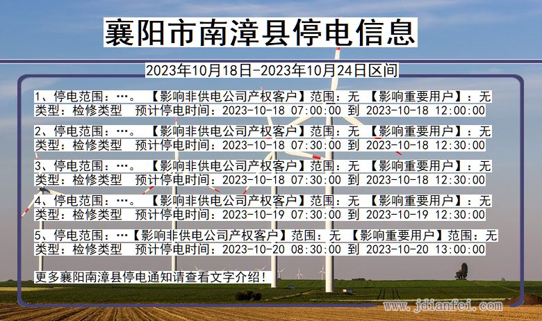 湖北省襄阳南漳停电通知