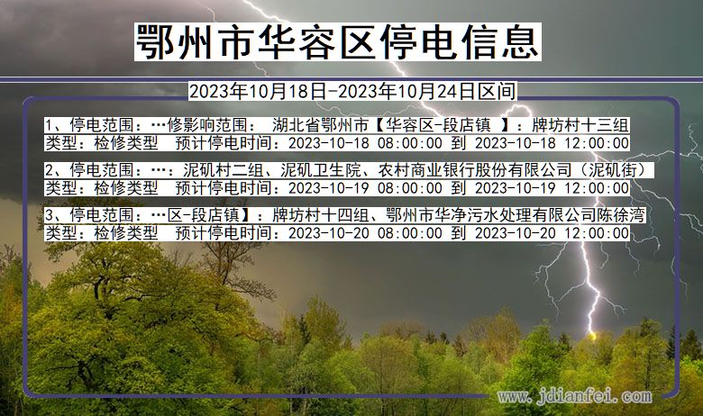 湖北省鄂州华容停电通知