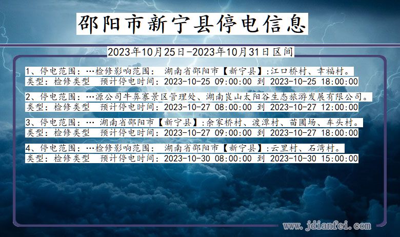 湖南省邵阳新宁停电通知