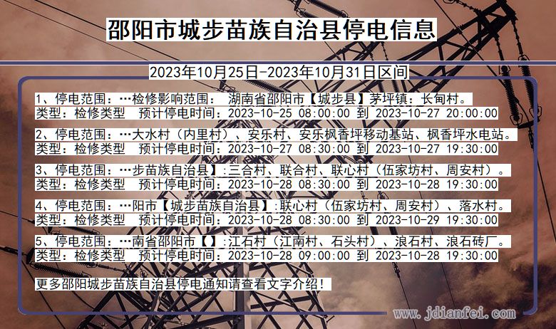 湖南省邵阳城步苗族自治停电通知