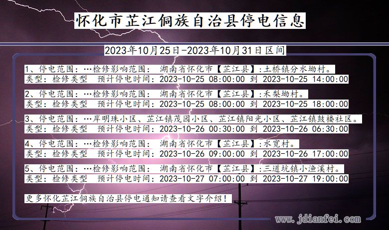 湖南省怀化芷江侗族自治停电通知