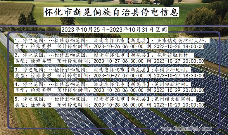 湖南省怀化新晃侗族自治停电通知