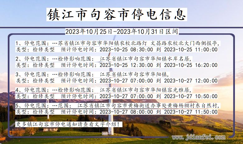 江苏省镇江句容停电通知