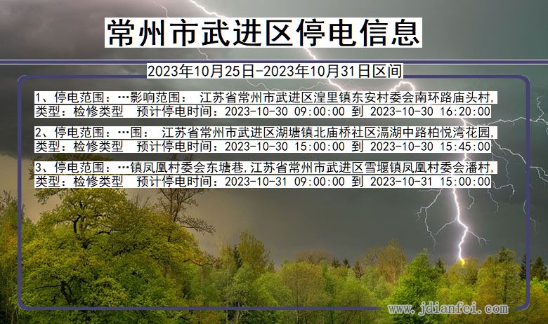 江苏省常州武进停电通知