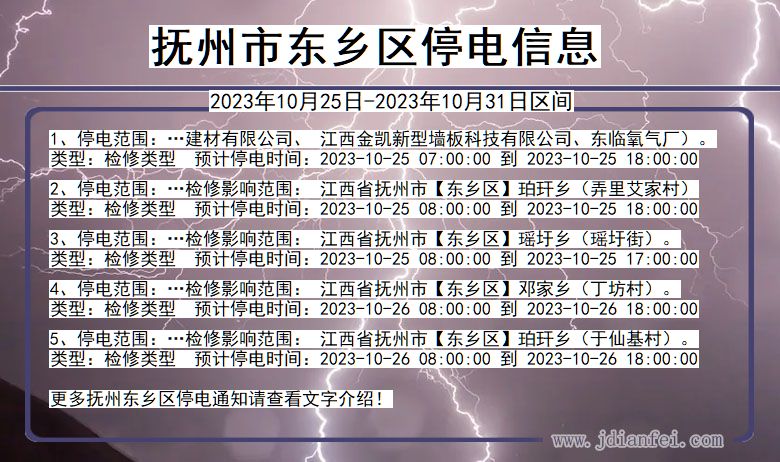 抚州东乡停电通知 江西省抚州东乡停电通知