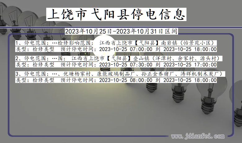 江西省上饶弋阳停电通知