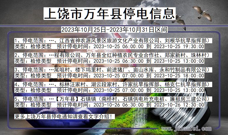 上饶万年停电通知 江西省上饶万年停电通知