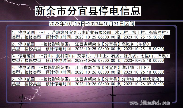 江西省新余分宜停电通知