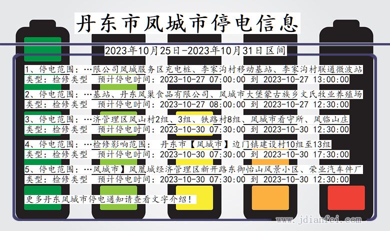 辽宁省丹东凤城停电通知