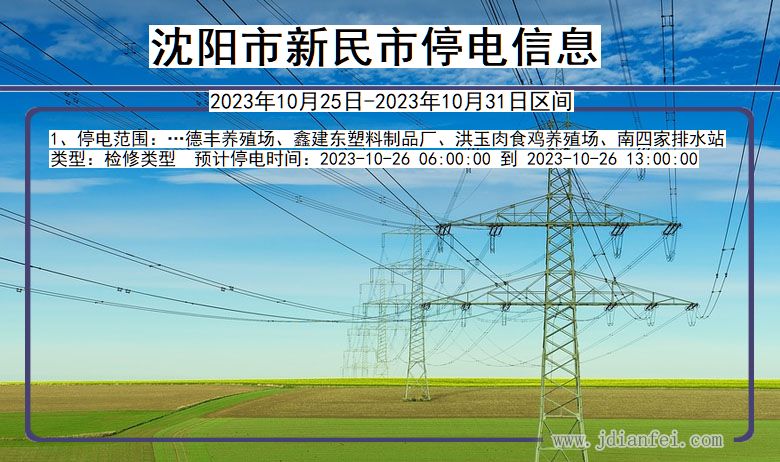 辽宁省沈阳新民停电通知