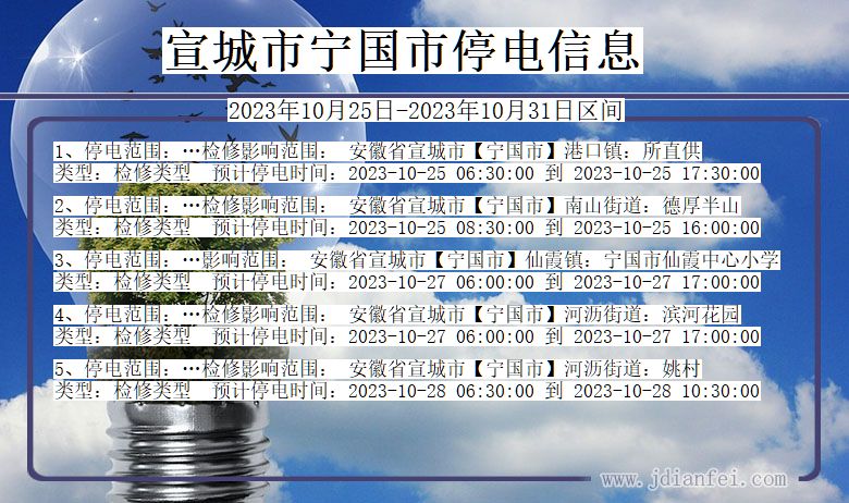 宣城宁国停电通知 安徽省宣城宁国停电通知