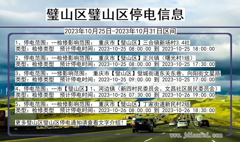 重庆市璧山区璧山停电通知