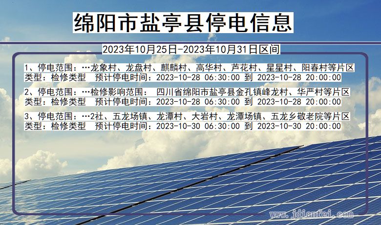 四川省绵阳盐亭停电通知