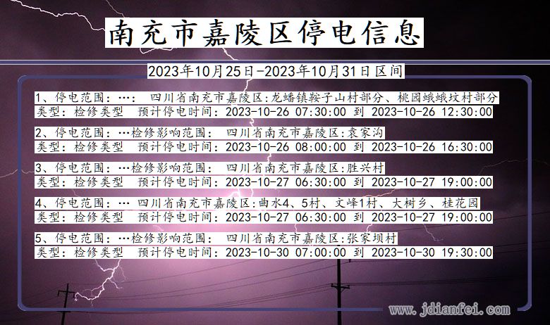 四川省南充嘉陵停电通知