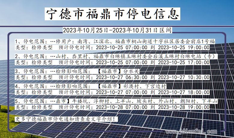 福建省宁德福鼎停电通知