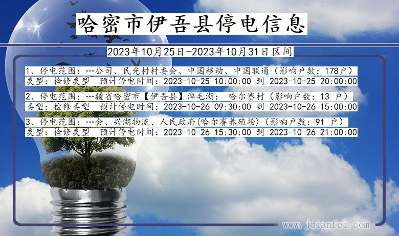哈密伊吾停电通知 新疆维吾尔自治区哈密伊吾停电通知