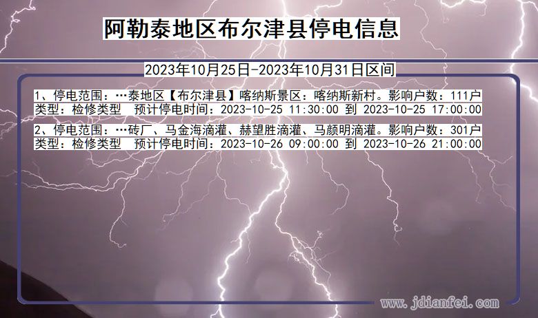 阿勒泰地区布尔津停电通知 新疆维吾尔自治区阿勒泰地区布尔津停电通知