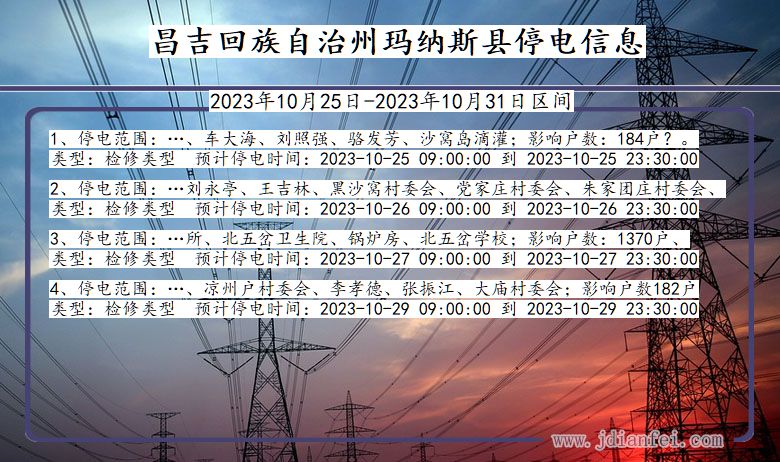 昌吉回族自治州玛纳斯停电通知 新疆维吾尔自治区昌吉回族自治州玛纳斯停电通知