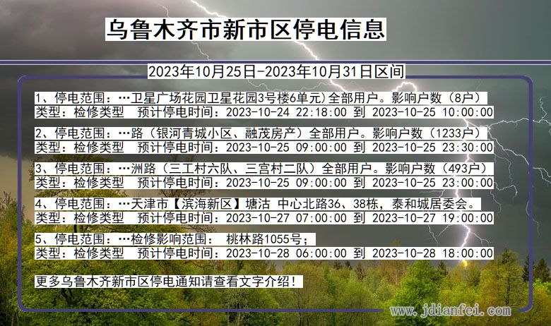 新疆维吾尔自治区乌鲁木齐新停电通知