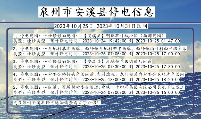 福建省泉州安溪停电通知