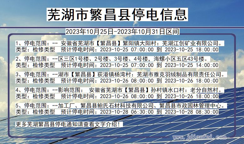 芜湖繁昌停电通知 安徽省芜湖繁昌停电通知