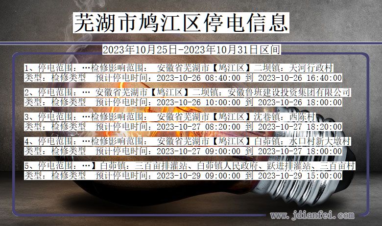 安徽省芜湖鸠江停电通知