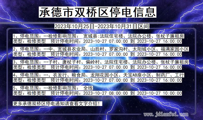 河北省承德双桥停电通知