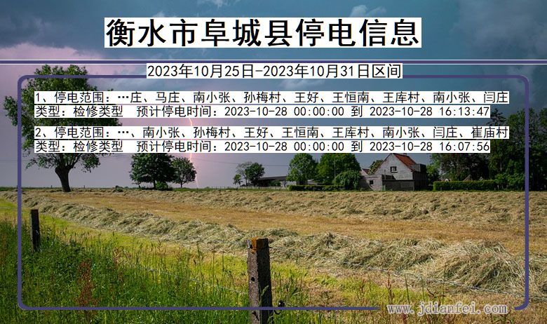 衡水阜城停电通知 河北省衡水阜城停电通知
